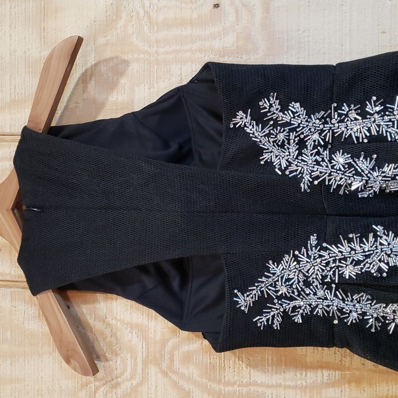 Park108 NEW Black Silver Beaded Sleeveless Illusion Midi Dress Size 6 #M430 - Picture 8 of 9